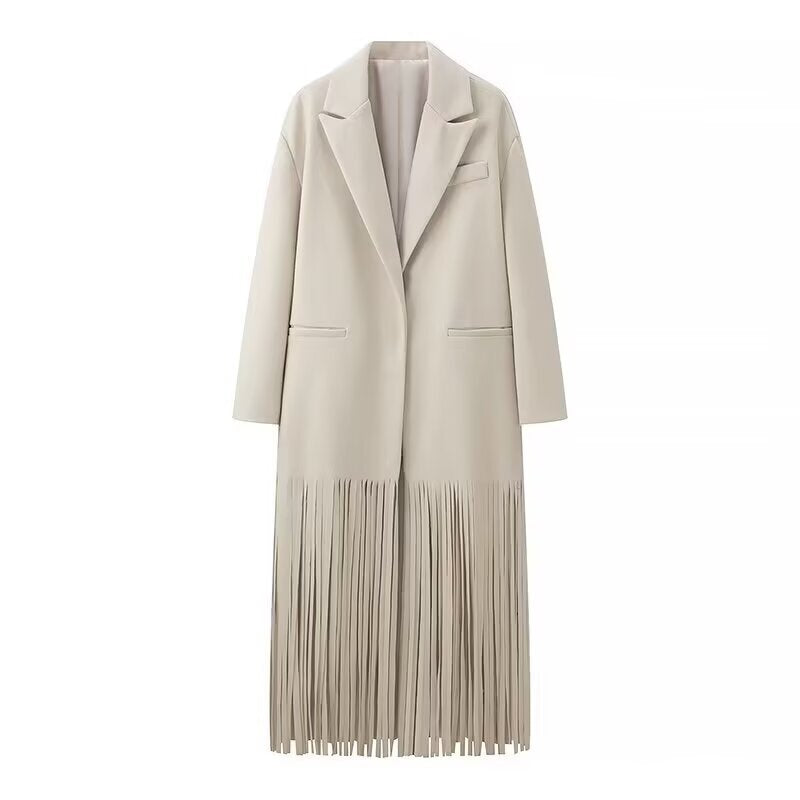 Collar long sleeved single breasted solid color trench coat for women