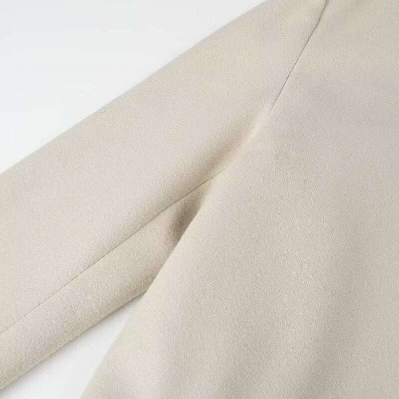 Collar long sleeved single breasted solid color trench coat for women