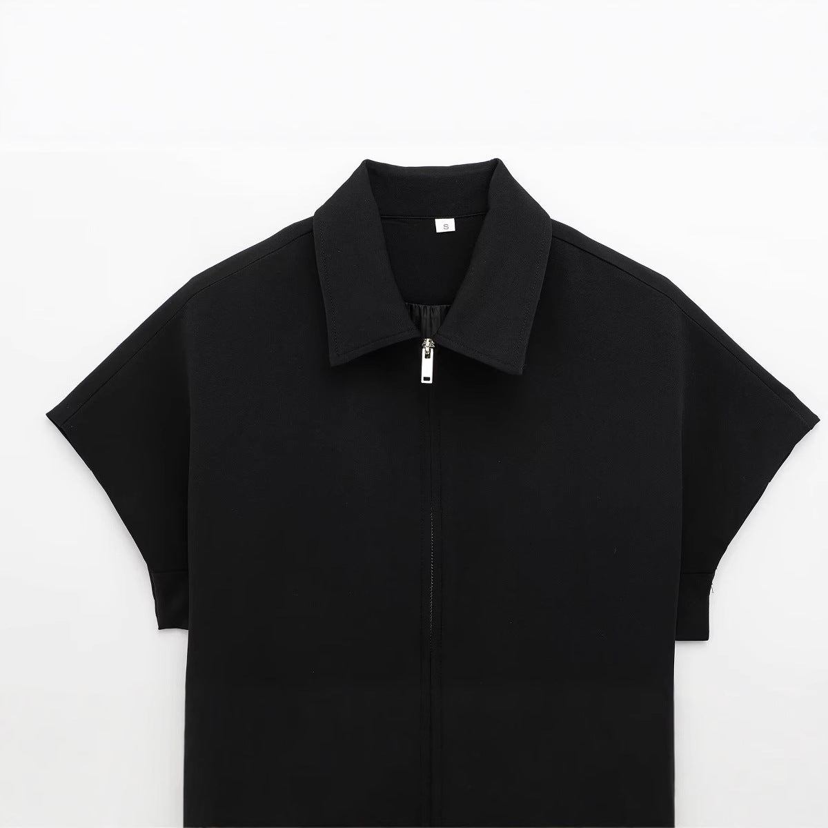 Zipper short sleeved short jacket straight tube long woman