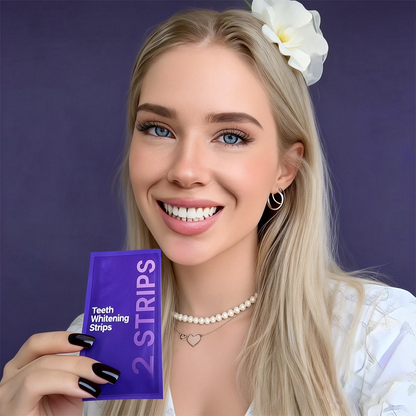 Instant purple tone-correcting strips that help improve the look of yellow tones in minutes — no peroxide, gentle formula
