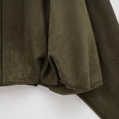 Women's Long Sleeve Zippered Faux Fur Jacket with Collar