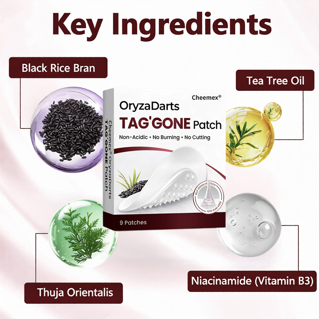 Cheemex® OryzaDarts TAG’GONE Patch✨Pain-Free Root-Level Removal Powered by Black Rice MicroDarts.
