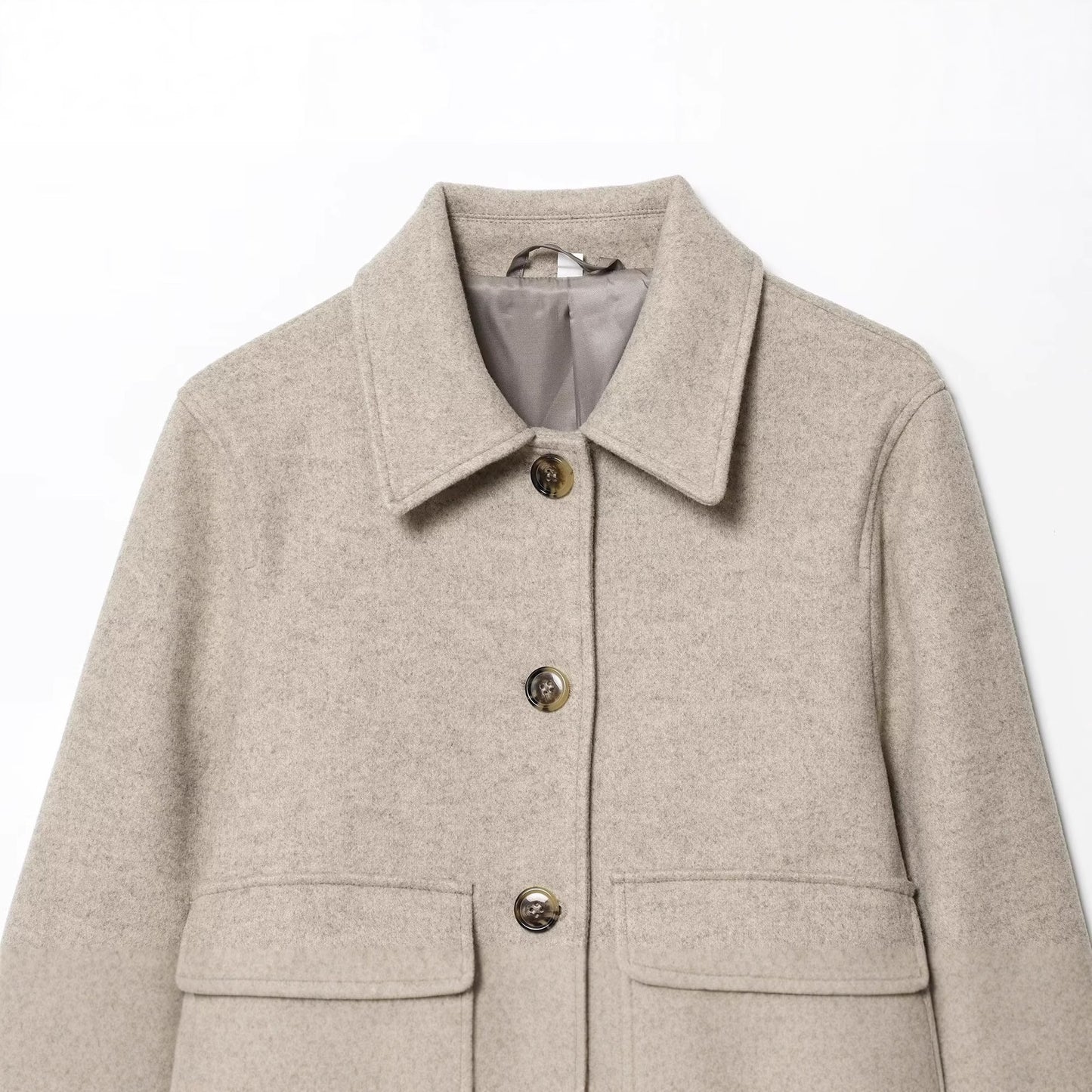 Versatile collar single breasted pocket jacket for women