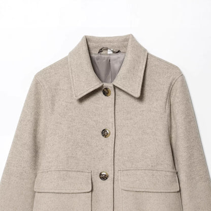 Versatile collar single breasted pocket jacket for women