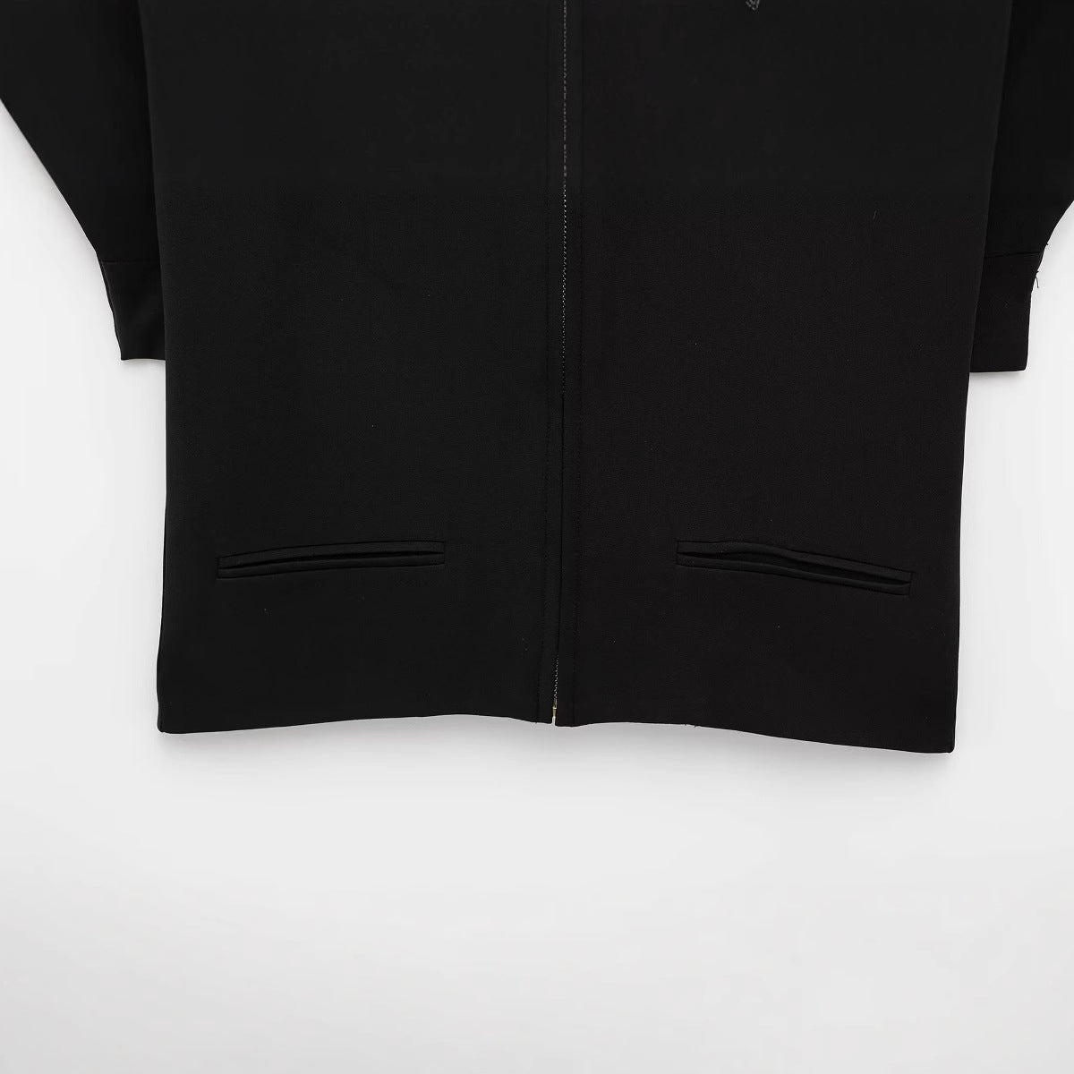 Zipper short sleeved short jacket straight tube long woman