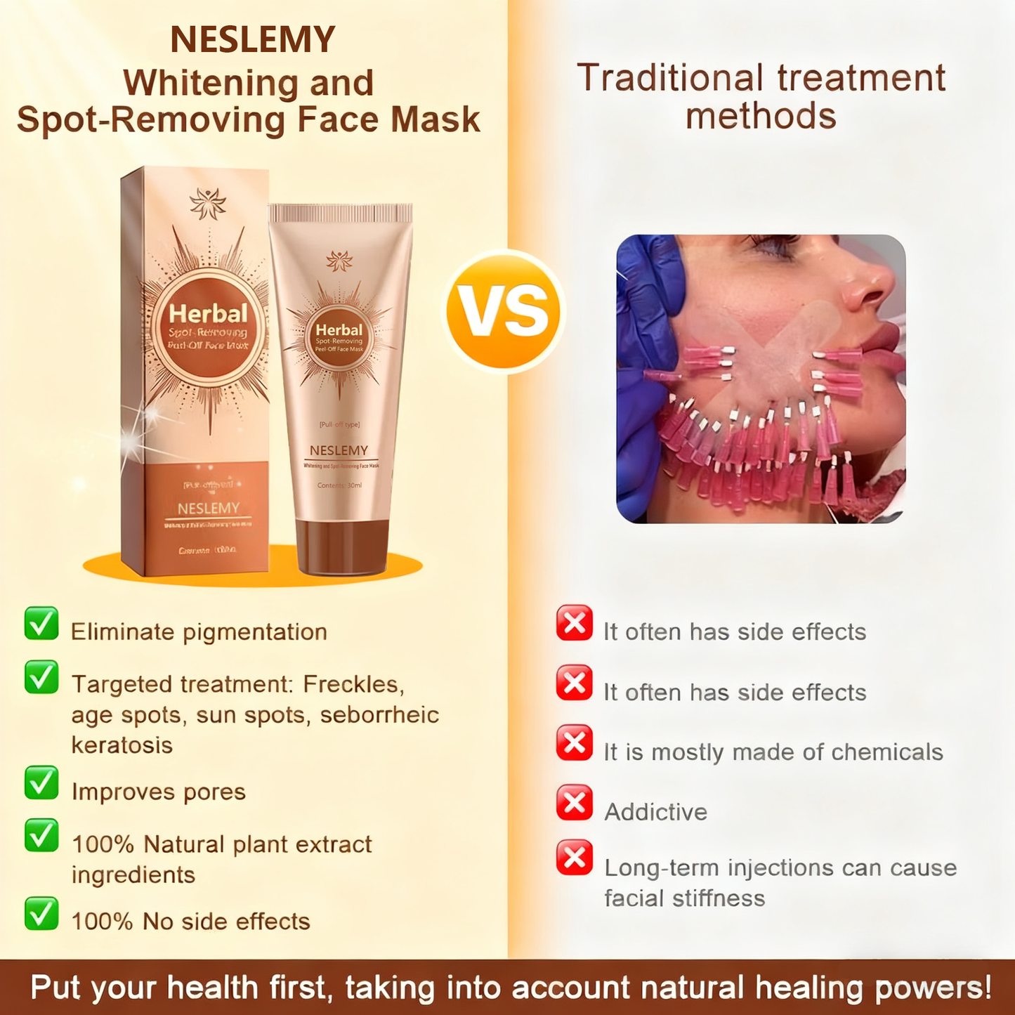 Whitening and Spot-Removing Face Mask Suitable for face and body – 👩‍⚕️ Natural ingredients permanently remove age spots, freckles, sun spots, and liver spots.