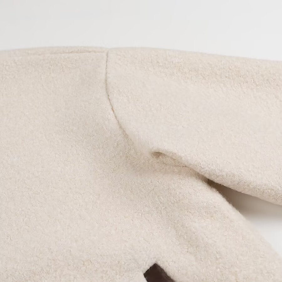 Round neck lace up contrasting edge pocket jacket for women