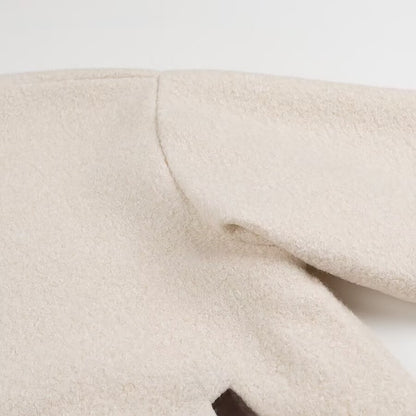 Round neck lace up contrasting edge pocket jacket for women