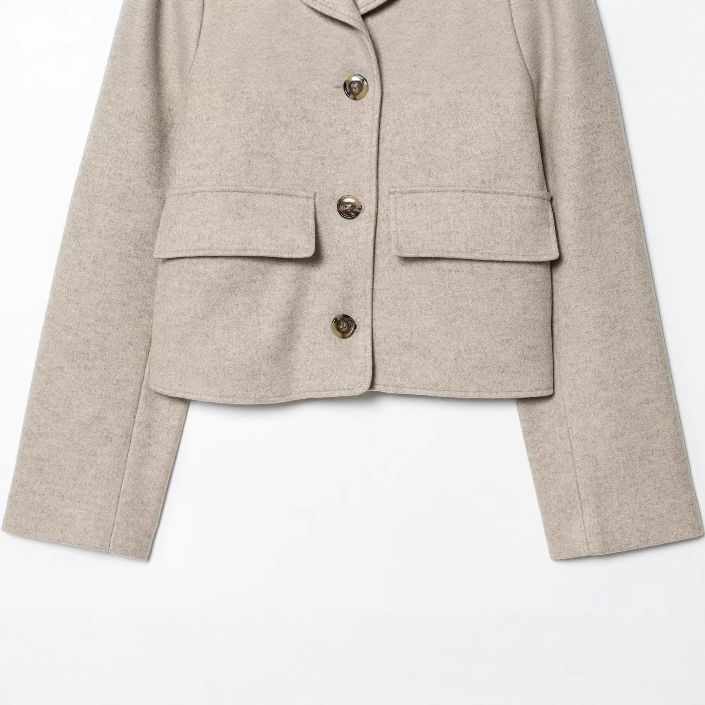 Versatile collar single breasted pocket jacket for women