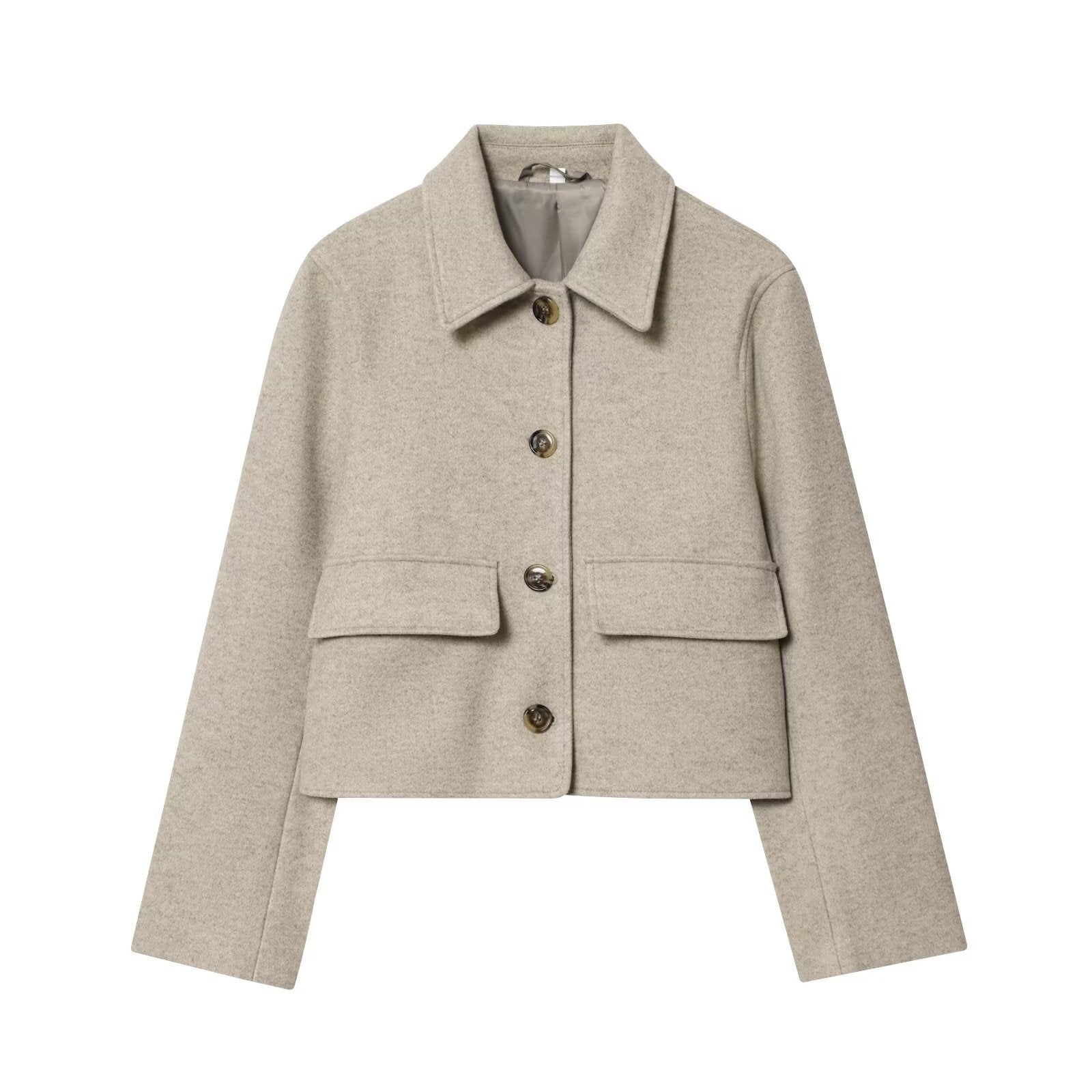 Versatile collar single breasted pocket jacket for women
