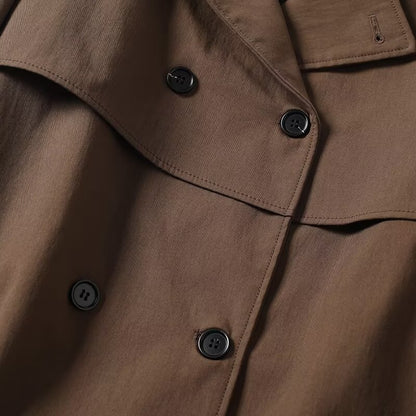 Casual versatile lapel long sleeved waistband buckle solid color jacket for women