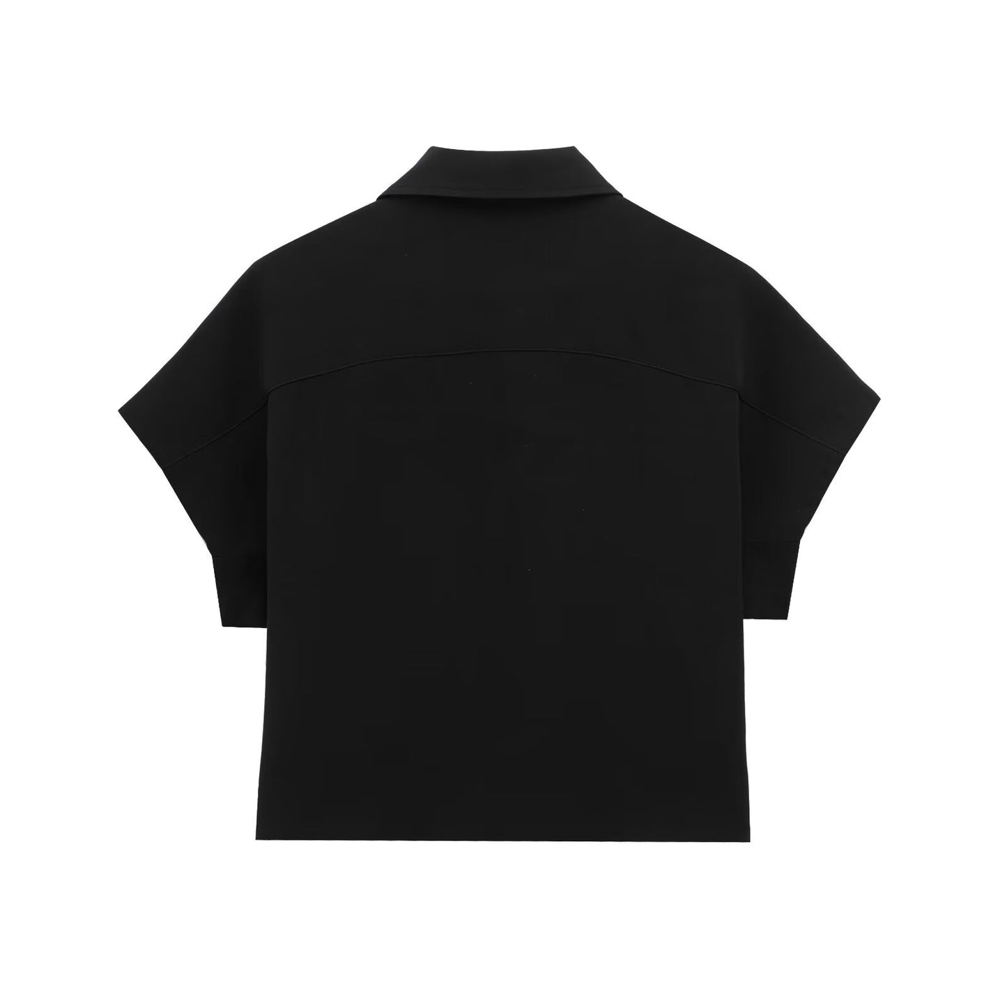 Zipper short sleeved short jacket straight tube long woman