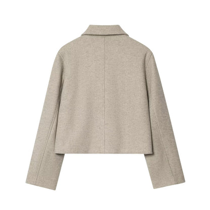 Versatile collar single breasted pocket jacket for women